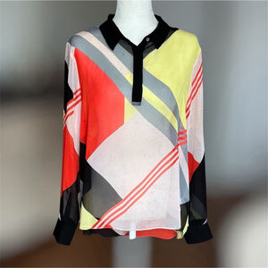 Vintage CeCe Colorblock High Low Blouse Size L